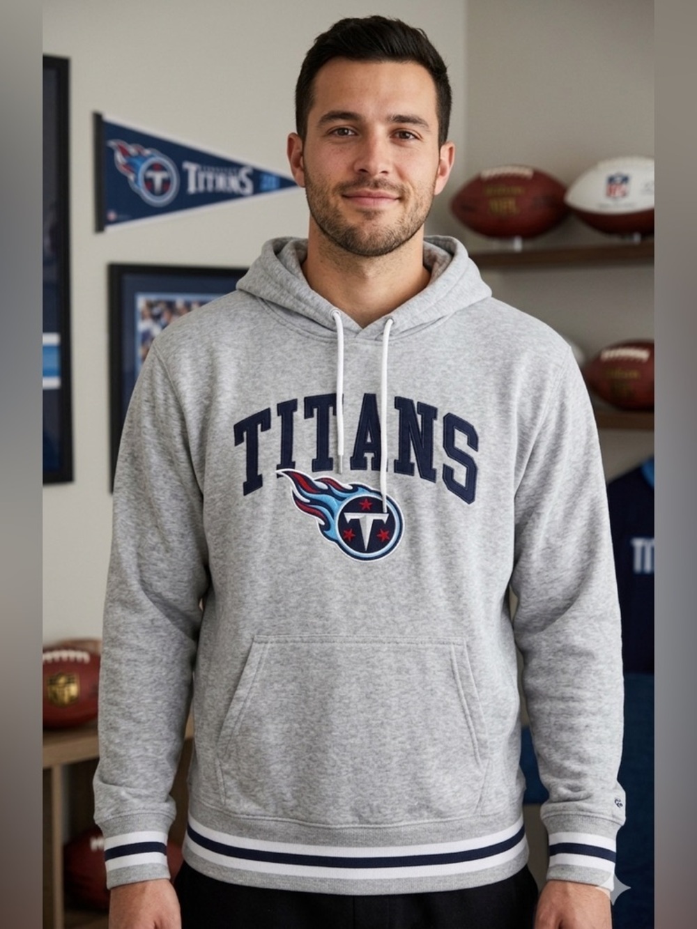 NFL Gray Titans Sweatshirt Casual Pullover with Embroidery